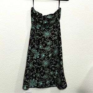 GAP Stretch Brown / Turquoise Floral Strapless A-Line Dress Back Zipper Close 8